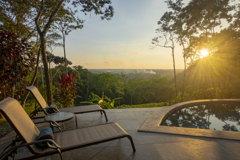 Magnificent sunset view from living room side of the rear patio