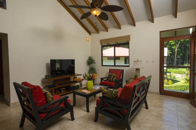 Living Room with large flat screen TV and USA Satellite channels